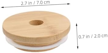 VOSAREA 8pcs Wooden Mason Jar Lids with Straw Hole