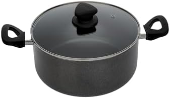 Imusa Nonstick Stock Pot with Glass Lid 48-Quart Cookware Black