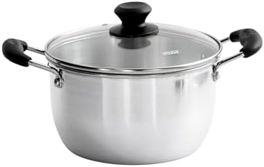 IMUSA USA 6-Quart Aluminum Pot with Glass Lid and Bakelite Handle