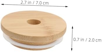 6pcs Reusable Wooden Mason Jar Lids with Straw Hole 70mm