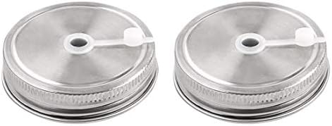 2-Pack Stainless Steel Wide Mouth Mason Jars Lids with Straw Hole