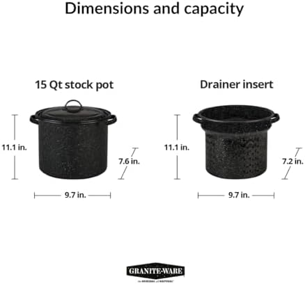 Granite Ware 75 Qt 3-Piece Pasta Pot Set with Lid and Strainer