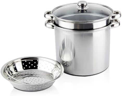 Stainless Steel Stock Pot with Lid and Basket