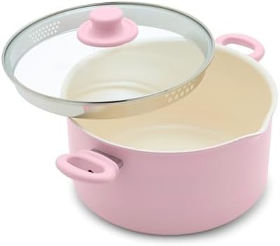 GreenLife 6QT Ceramic Nonstick Stockpot with Pink Lid