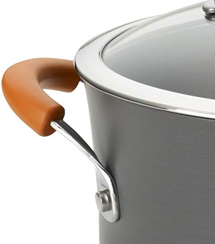 Rachael Ray 8-Quart Oval Stockpot with Lid and Pour Spout Gray