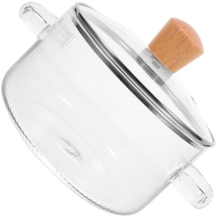 PPZZY Transparent glass cooking pot with lid