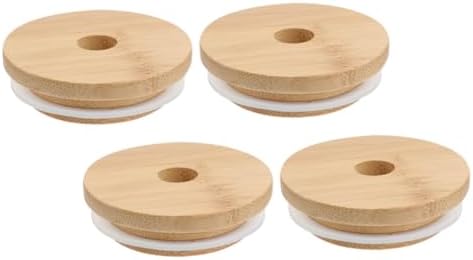 Cabilock 4pcs Mason Jar Lids with Straw Hole Sealed Covers