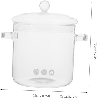 Offsich Clear Glass Cook Pot with Lid Heat Resistant Glass Saucepan