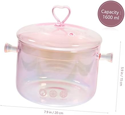 Versatile 1600ml Glass Pot with Double Handles for Noodles Soup