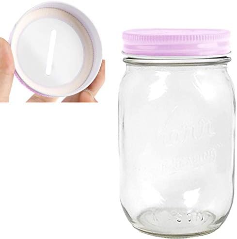 DRHOM Coin Slot Lid for Mason Jars - 8 Pieces Stainless Steel