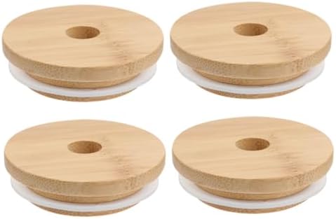 4-Piece Reusable Mason Jar Lids with Straw Holes