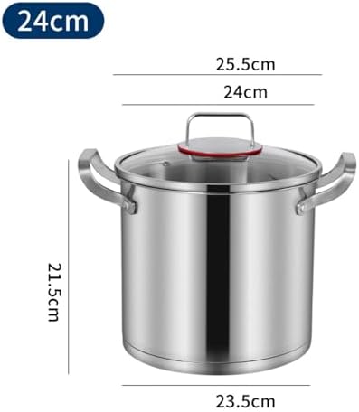 24cm 304 Stainless Steel Stock Pot with Lid Durable Easy to Clean