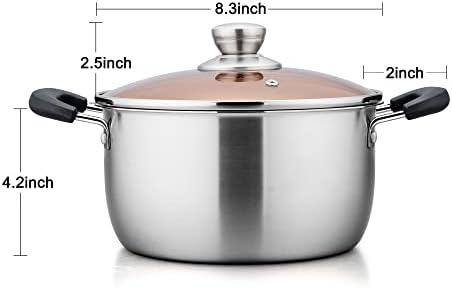 TeamFar 3 Quart Stock Pot Stainless Steel