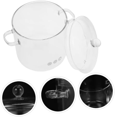 Offsich Clear Glass Cook Pot with Lid Heat Resistant Glass Saucepan