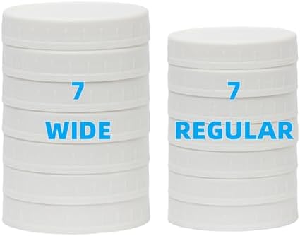 Premium 14-Pack Plastic Mason Jar Lids with Silicone Rings