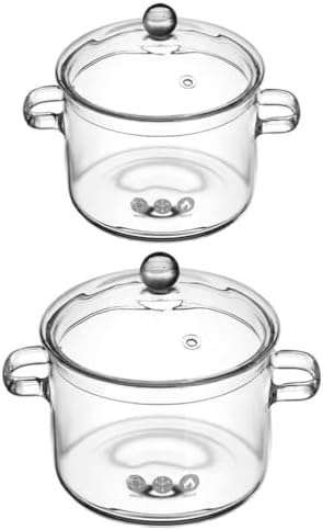 Hemoton - Ergonomic 45oz50oz Glass Pots for Stove Cooking