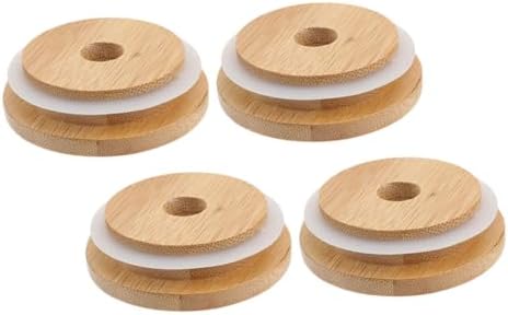 4pc Mason Jar Lids with Straw Hole Reusable Seal Lid