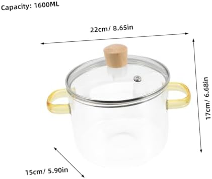 NAMOARLY Heat-Resistant Glass Stew Pot with Cover 1600ML