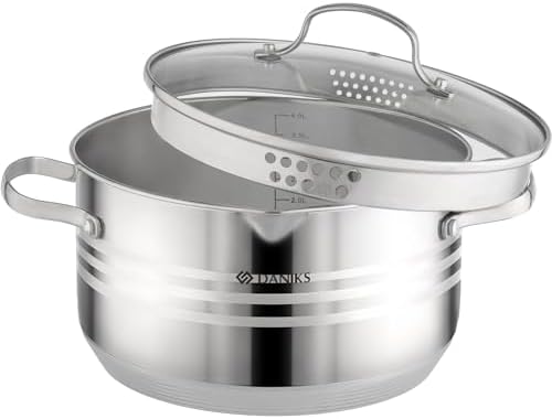 Daniks Tokio Stainless Steel Stock Pot with Glass Lid