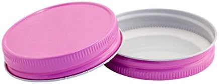 Nakpunar 12-Piece Pink Mason Jar Lid Set with Plastisol Liner