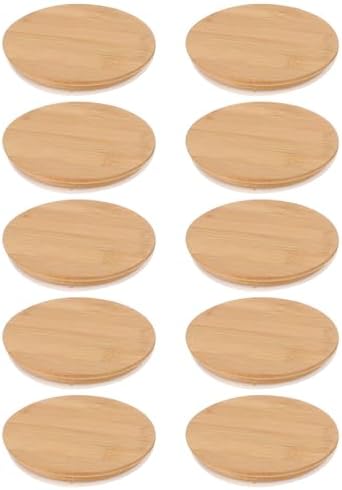 Amosfun 10pack Bamboo Mason Jar Lids with Silicone Sealing Rings