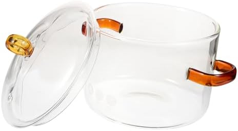 Happyyami Double-Handle Glass Stew Pot with Lid