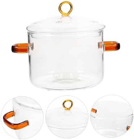 Happyyami Double-Handle Glass Stew Pot with Lid