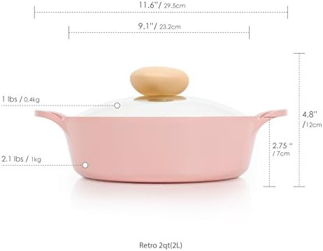 Neoflam Ecolon Retro 2 qt Non-Stick Stockpot with Steam Vent Pink