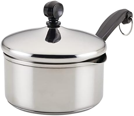 Farberware Classic Stainless Steel 1-Quart Straining Saucepan Over Silver