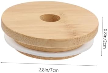 SHOWERORO 4PCS Reusable Mason Jar Lids with Straw Hole