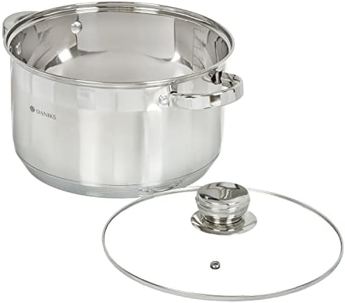 Daniks Standard Stainless Steel Stock Pot with Glass Lid 4 Quart