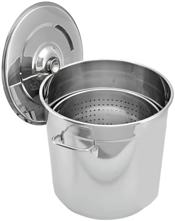 Sturdy Stainless Steel Boil Pot with Basket 45QT Seafood Cooking Pot Boil Fry