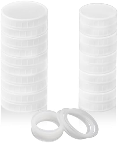 20 Set Mason Jar Lid Set for Canning with Silicone Sealing Rings