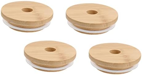 4-Piece Mason Jar Lids Wooden Sealing Covers