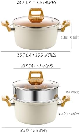 Nonstick Stock Pot with Lid Induction Compatible Cooker Durable Professional Use