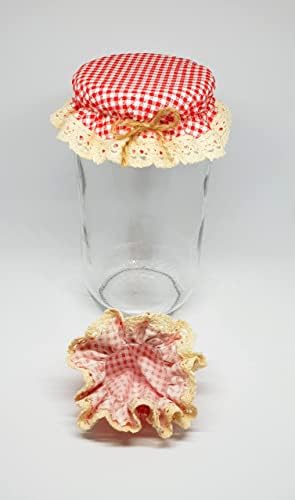 10-Piece Red Gingham Jar Cover Cloth Set