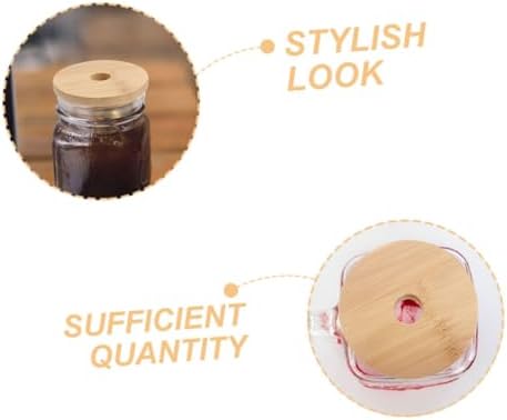6pcs Reusable Wooden Mason Jar Lids with Straw Hole 70mm