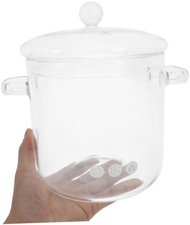 Offsich Clear Glass Cook Pot with Lid Heat Resistant Glass Saucepan