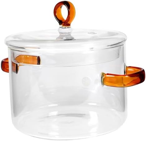 PRETYZOOM 2pcs Glass Stockpot with Lid