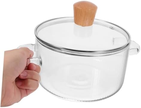 PPZZY Transparent glass cooking pot with lid