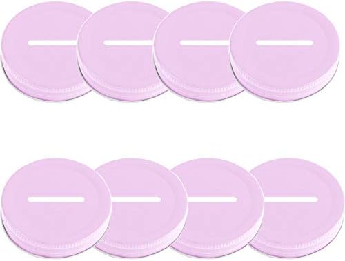DRHOM Coin Slot Lid for Mason Jars - 8 Pieces Stainless Steel