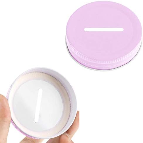 DRHOM Coin Slot Lid for Mason Jars - 8 Pieces Stainless Steel