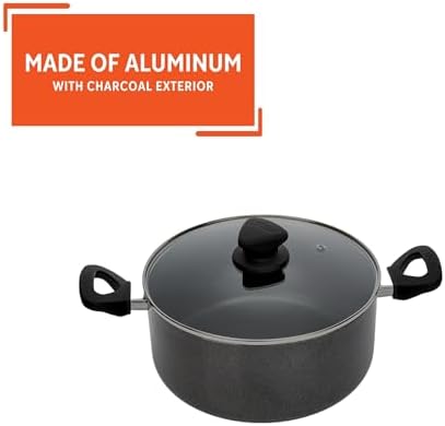 Imusa Nonstick Stock Pot with Glass Lid 48-Quart Cookware Black