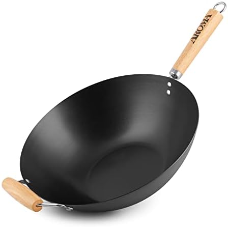 Aroma Housewares 14 In Wok Non-Stick Heavy Duty Black