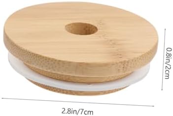 Mason Jar Lids with Straw Hole Reusable Sealing Covers Wood Bamboo Design