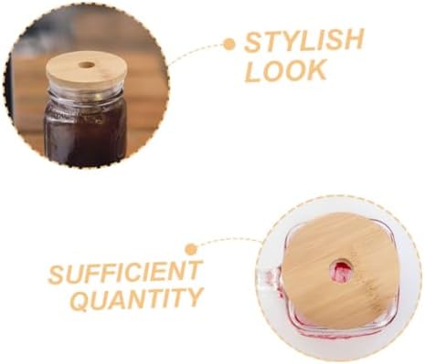 VOSAREA 8pcs Wooden Mason Jar Lids with Straw Hole