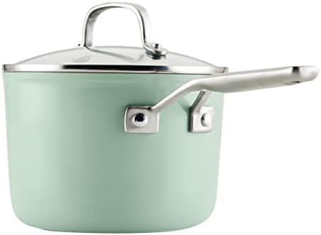 3 Quart KitchenAid Hard Anodized Ceramic Nonstick Sauce Pan With Lid Pistachio