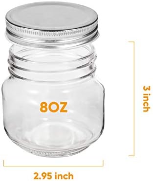 Accguan 8 OZ Mason Jars 24 Pack with Silver Lids and Bands