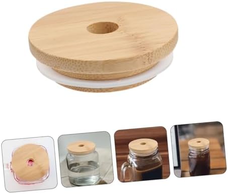 DECHOUS 6pc Mason Jar Wooden Lids Set 70mm Diameter