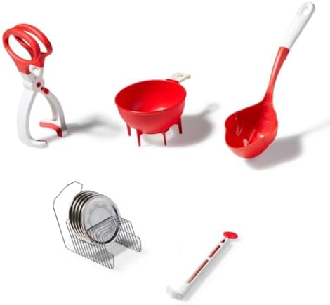 5-Piece Canning Set Medium Red Jar for Home Use